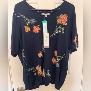 Daniel Rainn Penelope Short Sleeve Sweater - XXL - Navy Blue - New with Tags